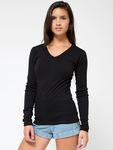 4376 Baby Rib L/S V-Neck