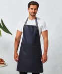 District waxed-look denim bib apron