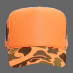 OTTO Neon Camouflage Polyester Foam Front Five Panel High Crown Mesh Back Trucker Hat