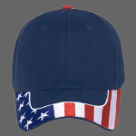 OTTO United States Flag Pattern Visor Brushed Cotton Twill Six Panel Low Profile Baseball Cap